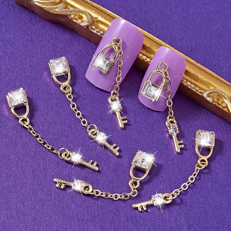 Metal Manicure Nail Rhinestones Pendant Chain Nail Zircon DIY Nail Art