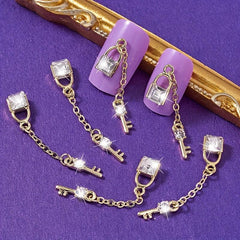Metal Manicure Nail Rhinestones Pendant Chain Nail Zircon DIY Nail Art
