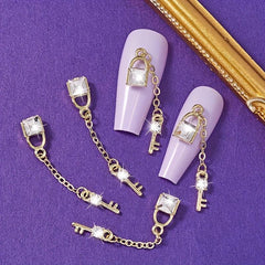 Metal Manicure Nail Rhinestones Pendant Chain Nail Zircon DIY Nail Art