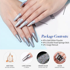 Metallic Mirror Pearl Holographic Pigment Powder for Nail Art