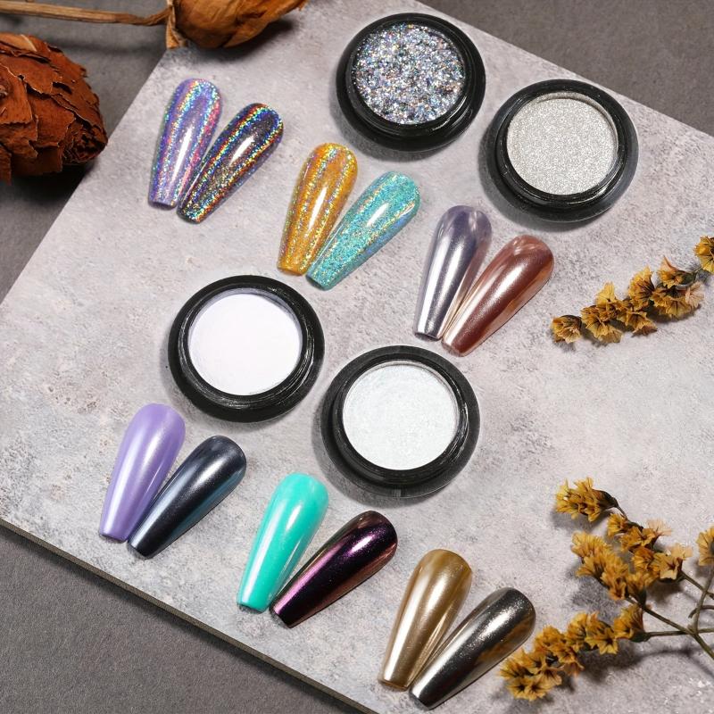Metallic Mirror Pearl Holographic Pigment Powder for Nail Art