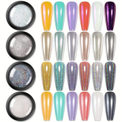 Metallic Mirror Pearl Holographic Pigment Powder for Nail Art