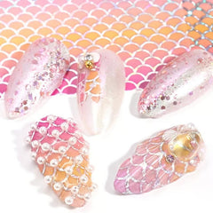 10 Sheets Mermaid Nail Foil Transfers - Iridescent Fish Scales Nail Art
