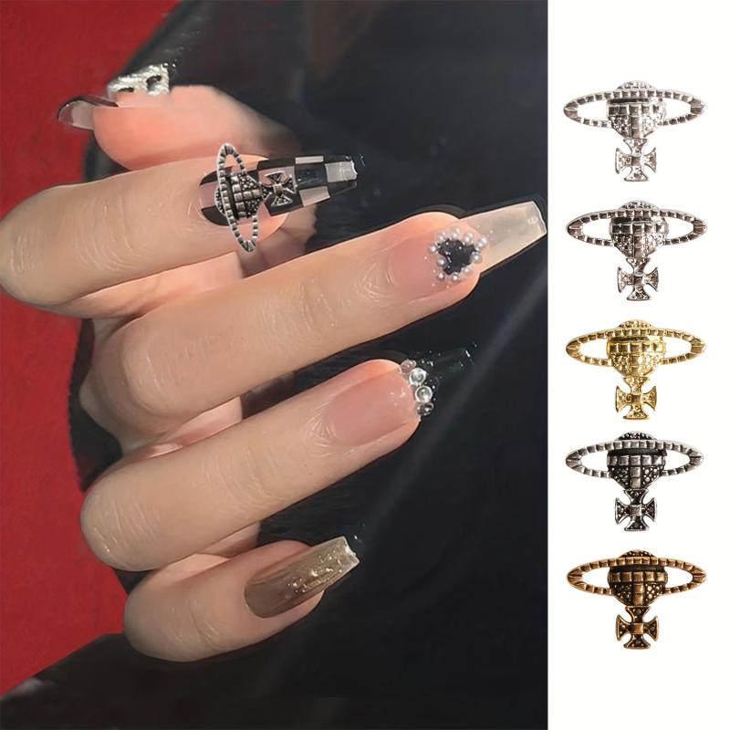 20pcs 3D Alloy Planet Nail Art Charms Vintage Punk Saturn Nail Art Accessories