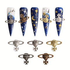 20pcs 3D Alloy Planet Nail Art Charms Vintage Punk Saturn Nail Art Accessories