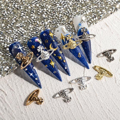 20pcs 3D Alloy Planet Nail Art Charms Vintage Punk Saturn Nail Art Accessories