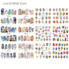 Owl Pattern Nail Water Sticker Decals Cartoon Animals Manicure Transfer Nail Art