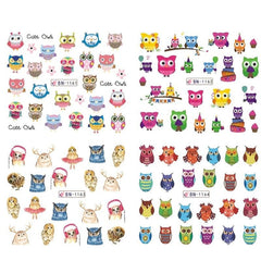 Owl Pattern Nail Water Sticker Decals Cartoon Animals Manicure Transfer Nail Art