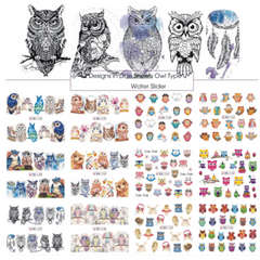 Owl Pattern Nail Water Sticker Decals Cartoon Animals Manicure Transfer Nail Art