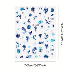 Sea World Nail Stickers - Jellyfish, Whale, Shell & Seaside Designs