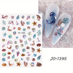 Sea World Nail Stickers - Jellyfish, Whale, Shell & Seaside Designs