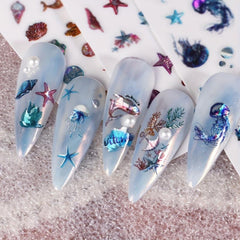 Sea World Nail Stickers - Jellyfish, Whale, Shell & Seaside Designs