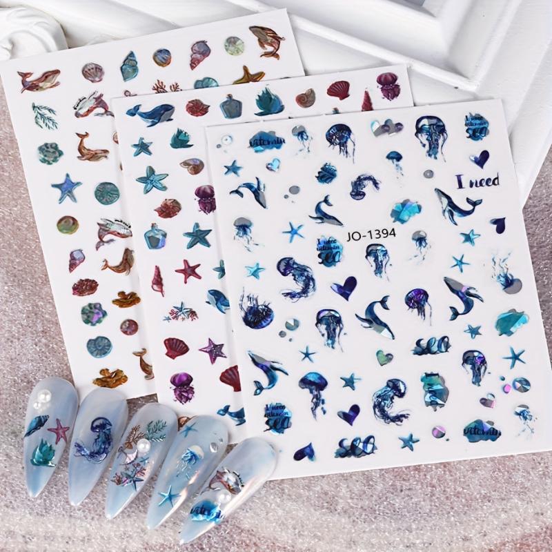 Sea World Nail Stickers - Jellyfish, Whale, Shell & Seaside Designs