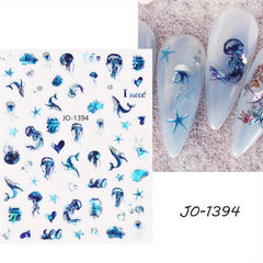 Sea World Nail Stickers - Jellyfish, Whale, Shell & Seaside Designs