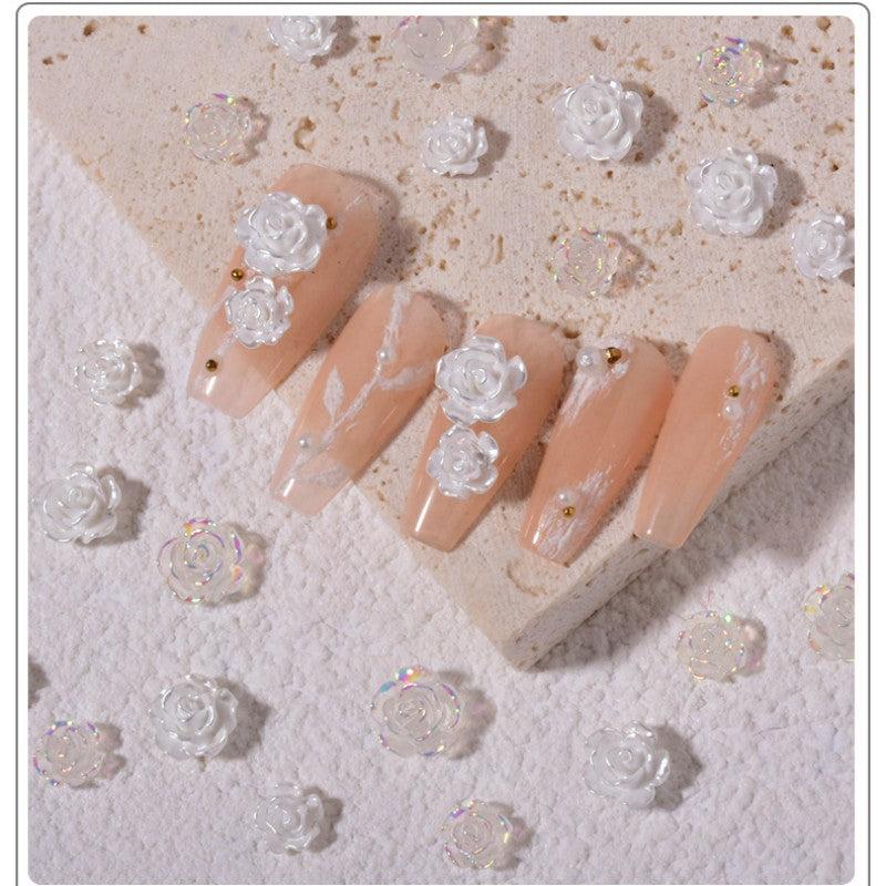 30pcs Camellia Resin Nail Decorations for Elegant Manicures
