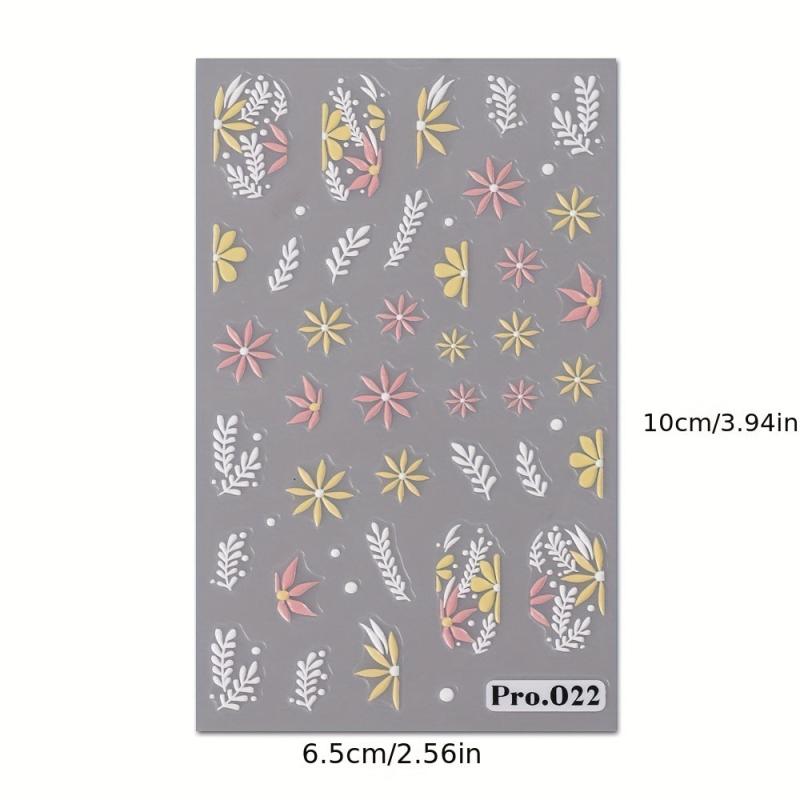 5D Flower Leaves Nail Art Stickers Summer Nail Supplies