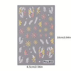 5D Flower Leaves Nail Art Stickers Summer Nail Supplies