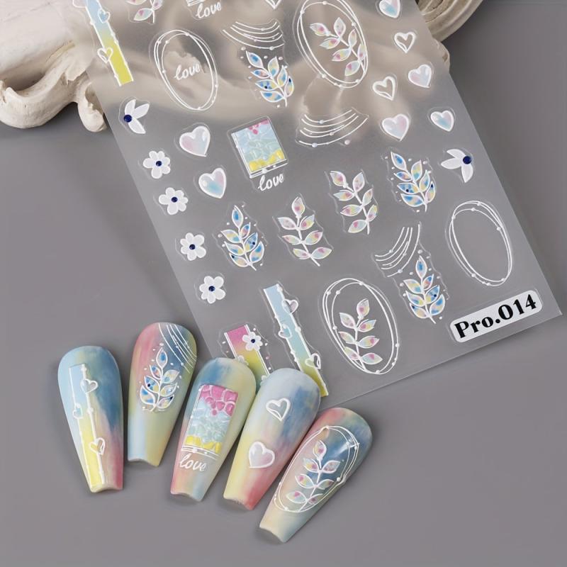 5D Flower Leaves Nail Art Stickers Summer Nail Supplies
