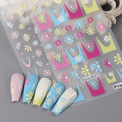 5D Flower Leaves Nail Art Stickers Summer Nail Supplies