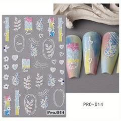 5D Flower Leaves Nail Art Stickers Summer Nail Supplies