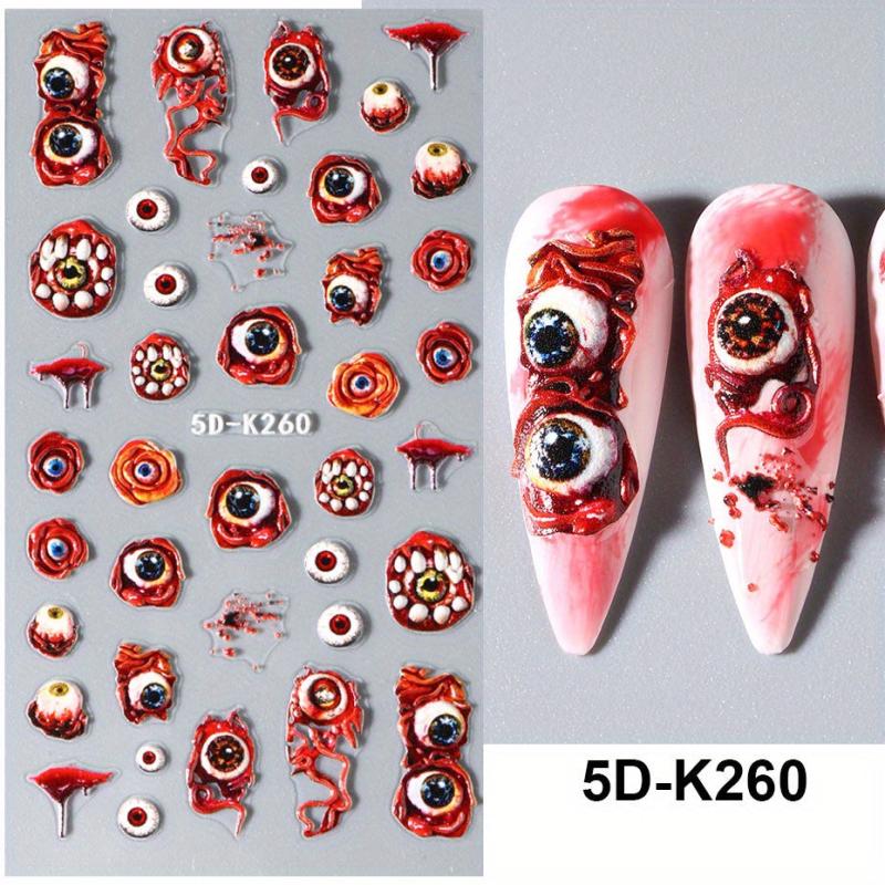 Halloween 5D Eyeball Spider Stickers for Nail Art