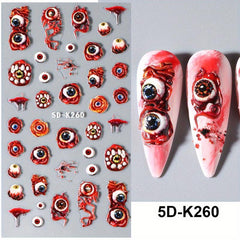 Halloween 5D Eyeball Spider Stickers for Nail Art