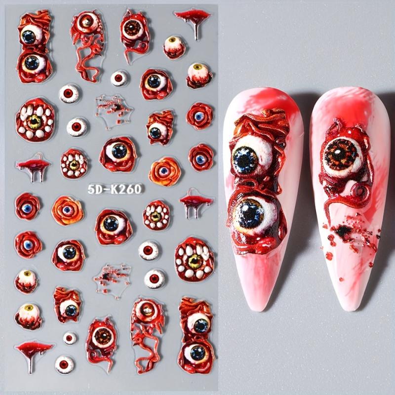 Halloween 5D Eyeball Spider Stickers for Nail Art