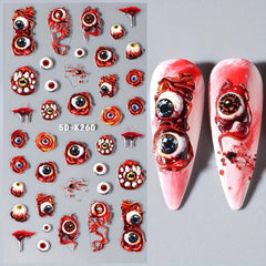 Halloween 5D Eyeball Spider Stickers for Nail Art