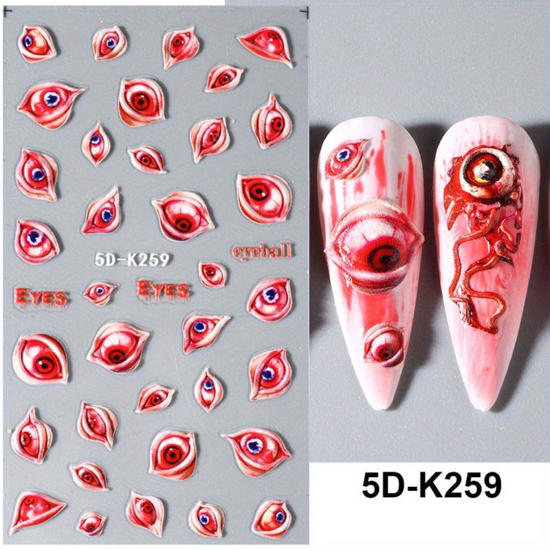 Halloween 5D Eyeball Spider Stickers for Nail Art