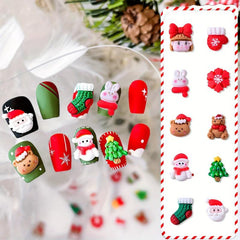3D Christmas Nail Art Charms Mixed Resin Charms Cartoon Santa Claus Elk Xmas Tre