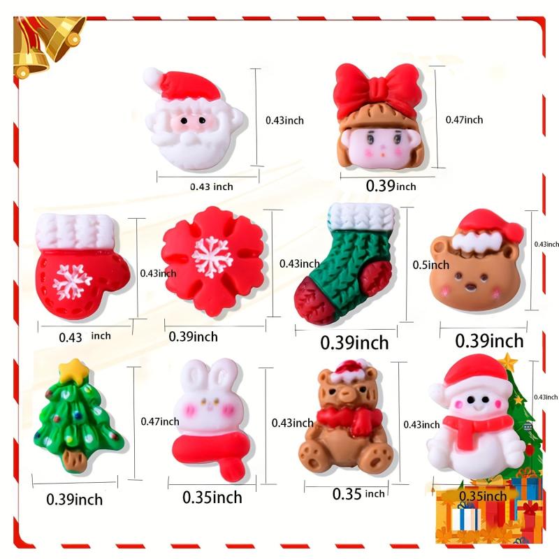 3D Christmas Nail Art Charms Mixed Resin Charms Cartoon Santa Claus Elk Xmas Tre