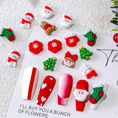 3D Christmas Nail Art Charms Mixed Resin Charms Cartoon Santa Claus Elk Xmas Tre