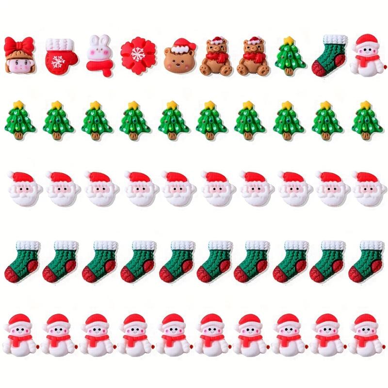 3D Christmas Nail Art Charms Mixed Resin Charms Cartoon Santa Claus Elk Xmas Tre