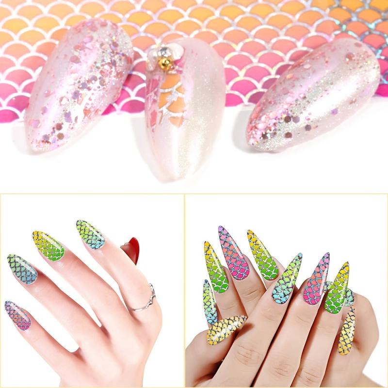 10 Sheets Mermaid Nail Foil Stickers for DIY Nail Decoration