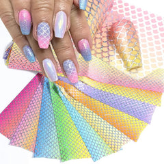 10 Sheets Mermaid Nail Foil Stickers for DIY Nail Decoration