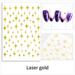 3D Golden Silvery Nail Art Stickers Self Adhesive Decals for Acrylic Nails