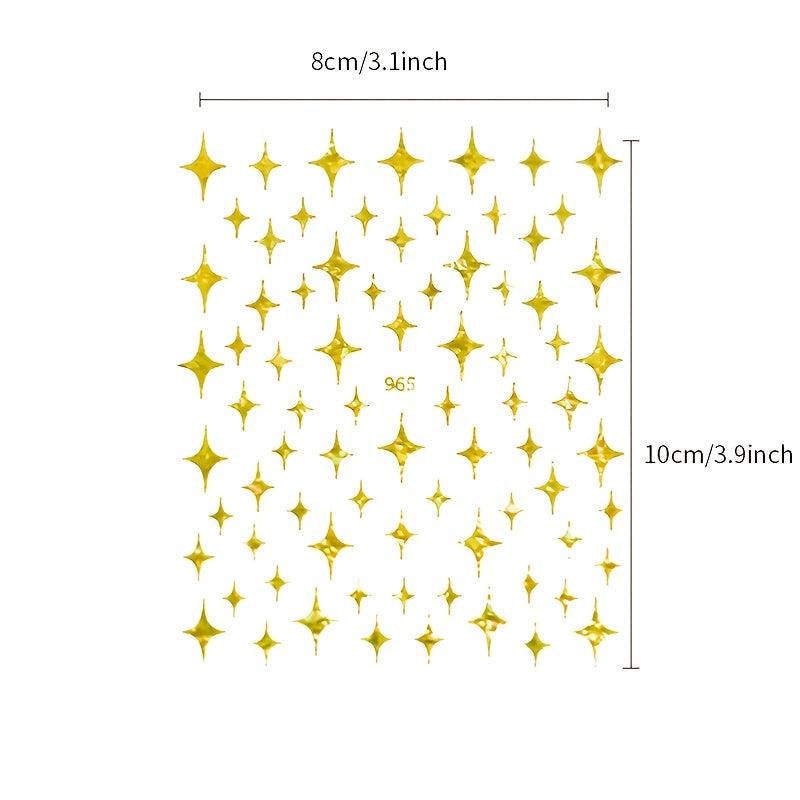 3D Golden Silvery Nail Art Stickers Self Adhesive Decals for Acrylic Nails