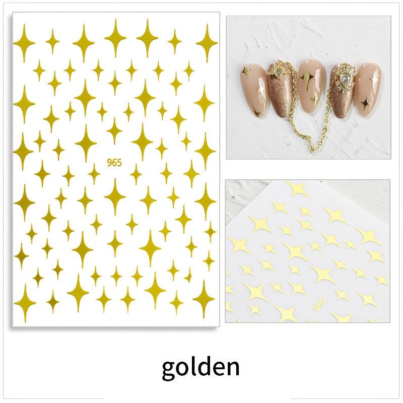 3D Golden Silvery Nail Art Stickers Self Adhesive Decals for Acrylic Nails