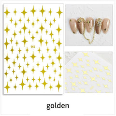 3D Golden Silvery Nail Art Stickers Self Adhesive Decals for Acrylic Nails