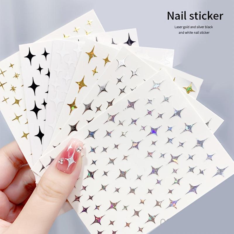 3D Golden Silvery Nail Art Stickers Self Adhesive Decals for Acrylic Nails