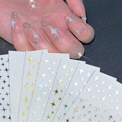 3D Golden Silvery Nail Art Stickers Self Adhesive Decals for Acrylic Nails