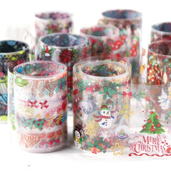 10 Sheets Christmas Nail Transfer Foil Set Snow Flower Elk Santa Adhesive Paper