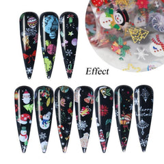 10 Sheets Christmas Nail Transfer Foil Set Snow Flower Elk Santa Adhesive Paper