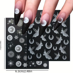 Rose Feather 3D Nail Art Stickers Self Adhesive DIY Nail Decals