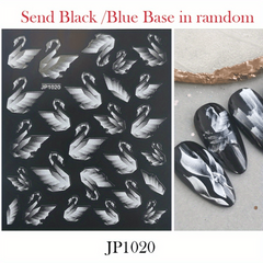 Rose Feather 3D Nail Art Stickers Self Adhesive DIY Nail Decals