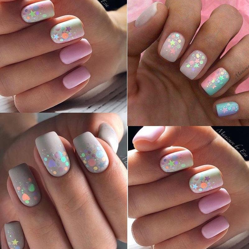 Holographic Nail Art Glitter Star Heart Flakes Mermaid Sequins Decoration