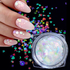 Holographic Nail Art Glitter Star Heart Flakes Mermaid Sequins Decoration