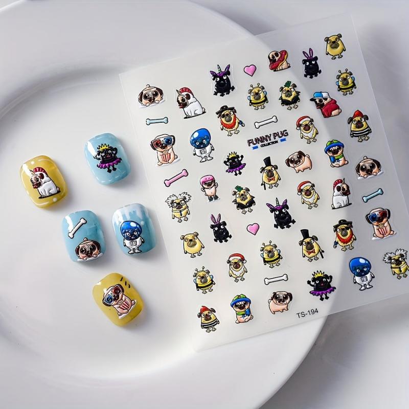 10pcs 5D Dog Nail Art Stickers Self Adhesive Puppy Nail Art Decals