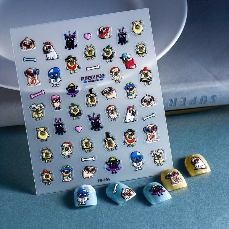 10pcs 5D Dog Nail Art Stickers Self Adhesive Puppy Nail Art Decals