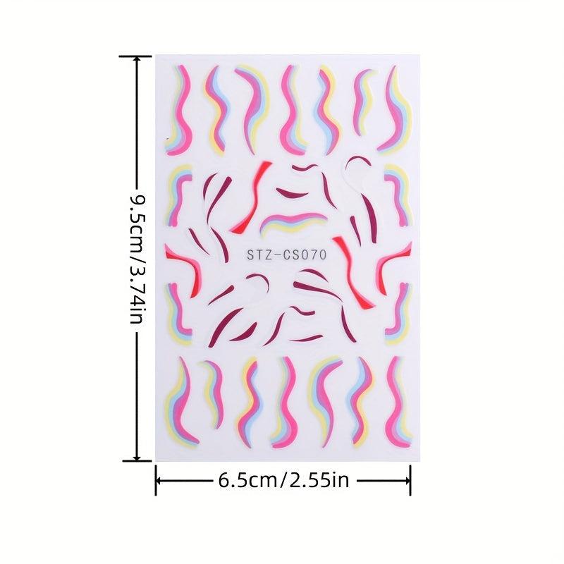 8pcs Colorful Line Nail Art Stickers Self-Adhesive Decals for Women